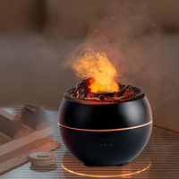 Diffuseur d'huiles essentielles aromathérapie innovant 7 couleurs USB Mini Volcano de bureau brume froide flamme simulée 350ml pour le yoga à domicile