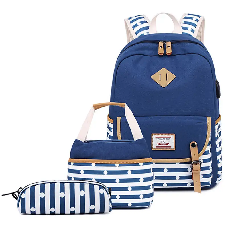 Escola saco fábrica personalizado multi bolso mochila crianças e lancheira define mulheres mochila saco Set