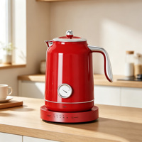 Bouilloire électrique vintage rétro en acier inoxydable 304 avec poignée chromée, design nostalgique, contrôle numérique intelligent de la température, pour la maison