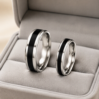 Edelstahl-Öltropfenring mit Anpassbarer Innengravur, Schlichter Vielseitiger Business-Chic Schmuck Großhandel für Herren