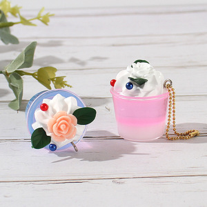Simulated cream glue dessert cup ice cream cup pendant necklace accessories DIY car <b>key</b> pendant backpack ornament - Product Image 1