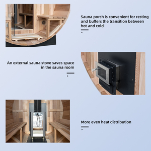 Sauna <span class=keywords><strong>de</strong></span> Barril Económica para 6 Personas, Nueva, <span class=keywords><strong>de</strong></span> <span class=keywords><strong>Madera</strong></span> <span class=keywords><strong>de</strong></span> Cedro Rojo Canadiense Puro, Sauna Exterior con Estufa <span class=keywords><strong>de</strong></span> Leña <span class=keywords><strong>y</strong></span> Ducha - Product Image 5