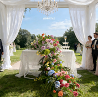 Vente en gros de guirlandes de fleurs artificielles en soie, fleurs vertes pour table de mariage, rangée de fleurs pour événements, réceptions de mariage, décoration
