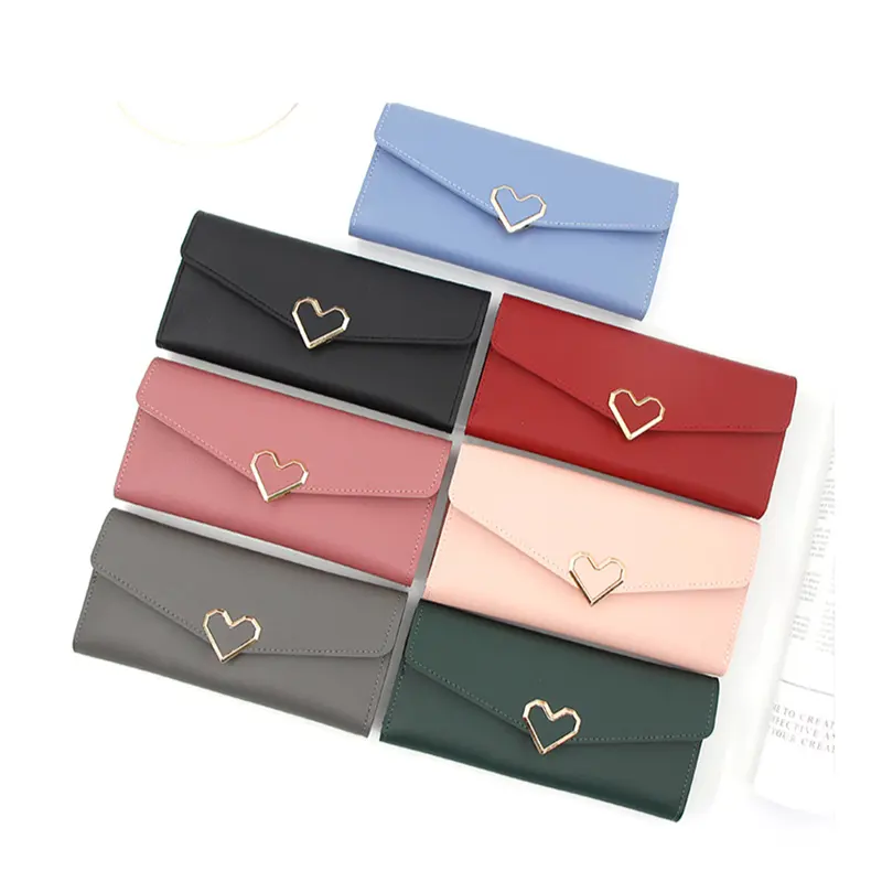 New Promotion Gift Purse Ladies Women Leather Long Wallet Lower Price Cheap Customized Wholesale Classic Girl Wallets & Holders