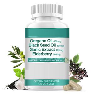 Hete Verkoop Gezondheidsproducten Biologische Oregano-Oliecapsules Met Zwarte Zaadolie, Knoflook, Vlierbes En Vitamine D3 - Product Image 1