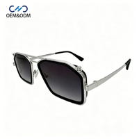 Lunettes de soleil unisexes M20131 à monture carrée géométrique et en métal tendance, logo personnalisé OEM et ODM bicolore pour hommes et femmes