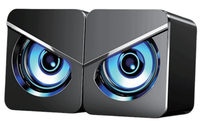 Paire de haut-parleurs de jeu LED RGB à design Demon Eye 2.0 canaux - Audio de jeu compact pour PC de bureau pour les joueurs en gros