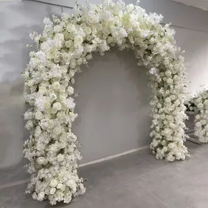2023 nuevo arco de flores de Rosa Blanca de 8*8 pies para decoración de ceremonia de boda