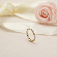 Chef-d'œuvre opulento : Bague éternité cercle complet en or 10K 14K 18K avec diamant de laboratoire, bijoux de mariage personnalisés sur mesure