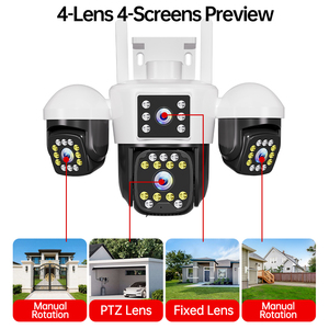 Caméra de sécurité CCTV WiFi 16MP, 4 objectifs, 4 écrans, <span class=keywords><strong>surveillance</strong></span> extérieure, caméra PTZ, vision nocturne, détection de mouvement, vision à distance - Product Image 2