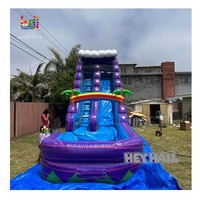 Toboggan aquatique gonflable commercial pour jardin, 19 pieds, une seule voie, avec grande piscine, toboggan aquatique gonflable pour enfants