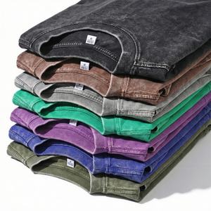 T-shirt personnalisé en coton lourd 100% à prix réduit, effet délavé, TKAN1039D, coupe ample vintage, uni, streetwear pour homme - Product Image 1