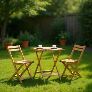 Table de jardin pliable en bois d'acacia, mobilier d'extérieur, design rustique, petite taille - Product Image 2