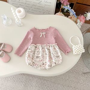 Ropa de Bebé para Primavera y Otoño, Mono de Manga Larga con Estampado Floral para Niña, Estilo Casual con Botones, Traje para Cumpleaños al Aire Libre - Product Image 2