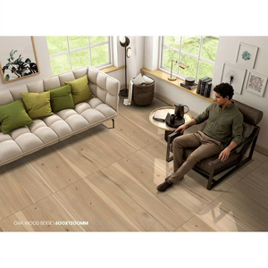 Azulejos de Porcelana Brillante Vistaar Oak Wood Beige de 600x1200 mm (60x120 cm, 24x48 pulgadas) Luminosos para Pisos Interiores de Baños y Uso en Exteriores - Product Image 1