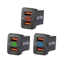 Chargeur de voiture double USB QC à charge rapide pour Toyota, entrée 12/24V avec affichage de la tension LED, chargeur de téléphone portable pour voiture