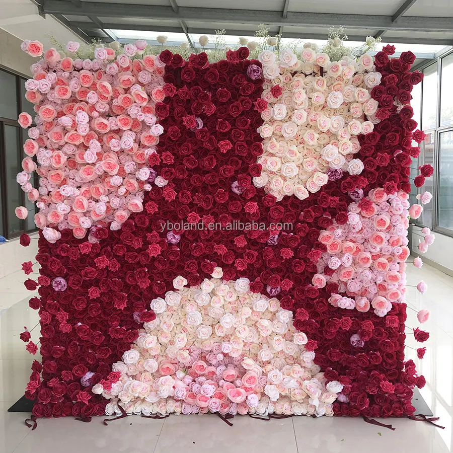 K211 Yboland 3D flor de la boda telón de fondo de tela rubor inferior enrollar pared de la boda rubor flor de la pared Artificial Rosa flor de la pared