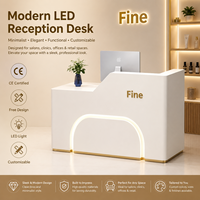 Comptoir de réception LED minimaliste en gros d'usine, taille personnalisée, pour spa, clinique, magasin de détail, ou caisse.