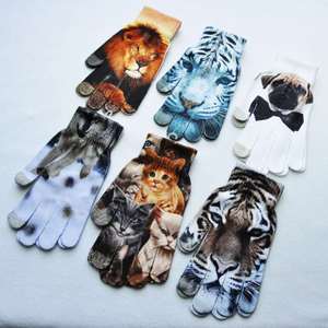 Guanti 3D Lavorati a Maglia alla Moda, Touch Screen, Termici, con Stampa Sublimatica, Motivi Animali - Product Image 3