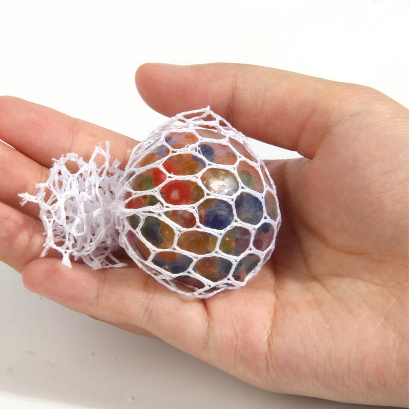 Stress - Relief Squeeze Ball, TPR Soft Rubber Rebound Novelty Fidget Ball with Mesh - Wrapped Water Beads, Fidget Toy