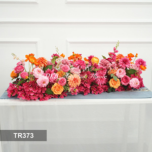 Thiết Kế Mới Phổ Biến Nhân Tạo Hoa Runner Chất Lượng Cao 60Cm-200Cm Màu Hồng Lụa Rose Flower Runner Bàn Đám Cưới - Product Image 2