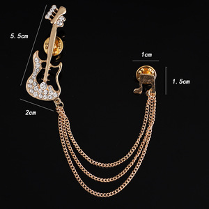 Personality All-Match Alloy Gold Plated Gem Tassel Chain Brooch for Men-Wedding Engagement Accessories - Product Image 3