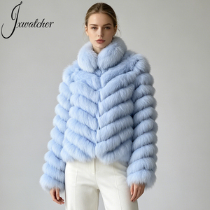<span class=keywords><strong>Cappotto</strong></span> Invernale <span class=keywords><strong>in</strong></span> Vera <span class=keywords><strong>Pelliccia</strong></span> di Volpe Jxwatcher, Reversibile <span class=keywords><strong>con</strong></span> Cerniera, Morbido, Fodera 100% Seta, Bianco, per Donna - Product Image 3