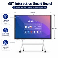 Papan Tulis Pintar 65 Inci Layar Sentuh 4k Papan Tulis Interaktif Layar Datar untuk Pengajaran Sekolah dan Pendidikan