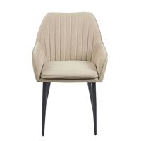 Fauteuil confortable moderne avec pieds en métal doré, chaise d'appoint en velours beige pour la maison, salon, salle à manger, avec coussin