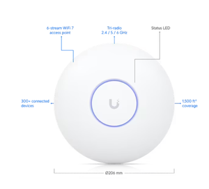 <span class=keywords><strong>Point</strong></span> d'<span class=keywords><strong>accès</strong></span> WiFi 7 <span class=keywords><strong>Ubiquiti</strong></span> <span class=keywords><strong>UniFi</strong></span> U7-<span class=keywords><strong>PRO</strong></span>, 6 flux spatiaux, 6 GHz, 2,5 GbE, PoE+ - Product Image 3