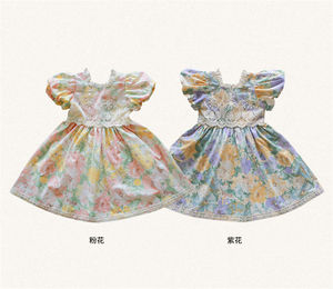 Vestido Casual de Verano para Niña de 2 a 10 Años, Diseño Coreano al por Mayor, de Algodón con Estampado Floral y Mangas Cortas - Product Image 5