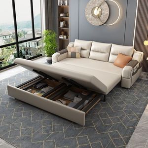 Divano <span class=keywords><strong>Letto</strong></span> Doppio Multifunzionale Stile Crema, Unità Compatta <span class=keywords><strong>per</strong></span> <span class=keywords><strong>Camera</strong></span> <span class=keywords><strong>da</strong></span> <span class=keywords><strong>Letto</strong></span> Moderna o Soggiorno d'Hotel - Product Image 1