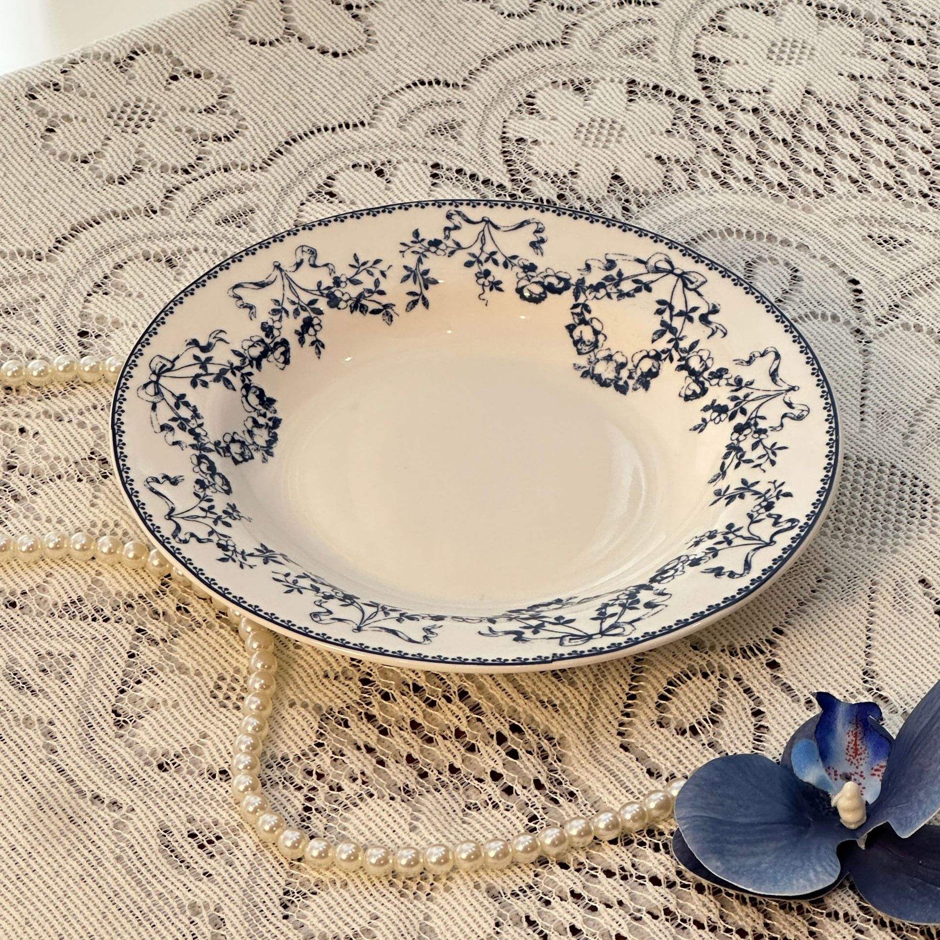 B- 8 inch soup plate-blue