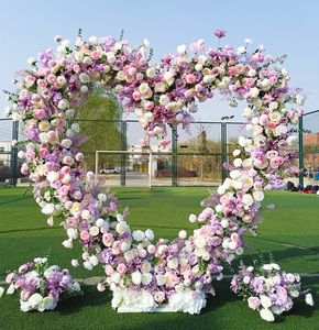 W-HFA049 Arche de fleurs artificielles roses en forme de cœur pour décoration de mariage, vente en gros - Product Image 1