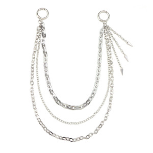 Three Layer Metal Pants <b>Chain</b> Stainless Steel Double Ring Hip Hop <b>Waist</b> Accessory Adult White K - Product Image 5