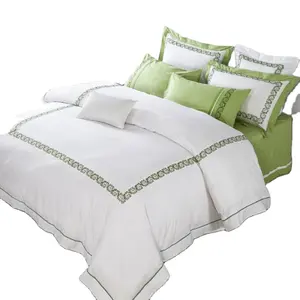 cotton queen size cotton sateen hotel bedding set duvet white and black or customized duvet cover