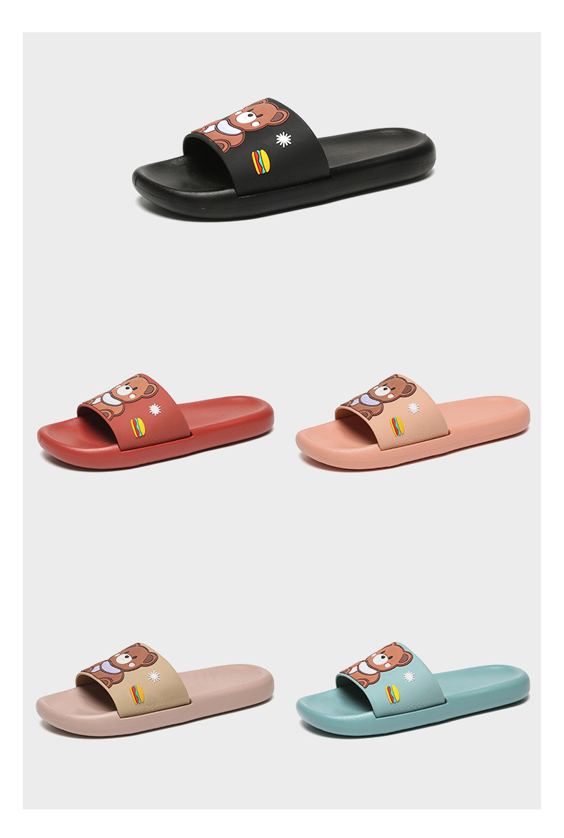 Women Home Indoor Shoes Bathroom Non-slip Anti-odor PVC Slides Slippers Flat Bear Slippers
