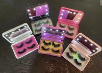 Cils en bande de vison véritable en gros avec colle ou kit de pinces, miroir LED et boîte à cils