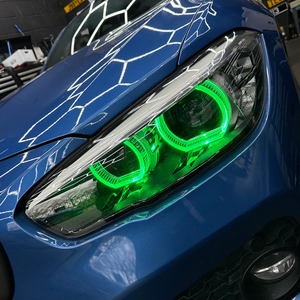 Moduli LED RGB DRL SJC Auto per <span class=keywords><strong>BMW</strong></span> Serie <span class=keywords><strong>1</strong></span> <span class=keywords><strong>F20</strong></span> <span class=keywords><strong>F21</strong></span> 2015-2019, Fari LED con Occhi d'Angelo RGB, Schede LED Multicolore - Product Image 4