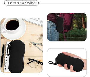 Étui souple personnalisé pour <span class=keywords><strong>lunettes</strong></span> de soleil avec logo, étui à fermeture éclair en néoprène portable avec mousqueton et clip <span class=keywords><strong>ceinture</strong></span> pour cadeau promotionnel extérieur - Product Image 5