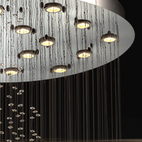 Lustre moderne en cristal LED doré, design goutte de pluie, de luxe, pour villa, grand hall, plafond haut, montage encastré, couloir, entrée, escalier, Kalux