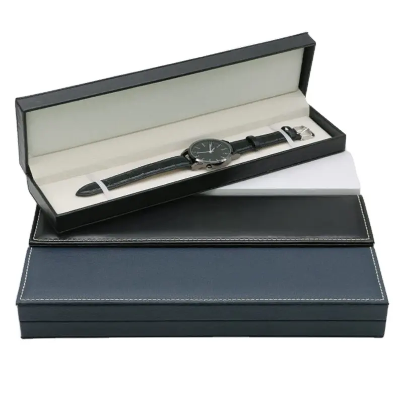 Nouvelle boîte de montre rectangulaire en cuir PU populaire, boîte-cadeau, bracelet, boîte de rangement pour emballage de bijoux