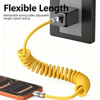 Cable USB-C en Espiral de 1.2M, Retráctil, Tipo C a Tipo C, Carga Rápida, Cable de Silicona para Auto, Computadora y Teléfono