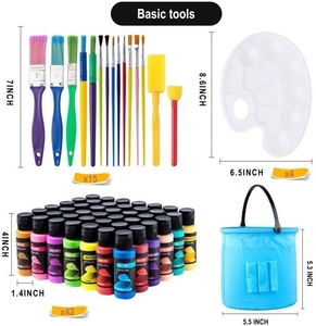 Ensemble <span class=keywords><strong>de</strong></span> <span class=keywords><strong>peinture</strong></span> tempera lavable 12 couleurs avec 6 pinceaux 2 palettes 1 seau <span class=keywords><strong>de</strong></span> lavage Non toxique Kit <span class=keywords><strong>de</strong></span> <span class=keywords><strong>peinture</strong></span> artisanale pour enfants - Product Image 3