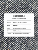 Tela de Revestimiento de Tweed Espigado 55% Poliéster 40% Lana 5% Otros, 545GSM, de Alto Gramaje para Abrigos, Chaquetas y Sobretodos de Invierno al por Mayor
