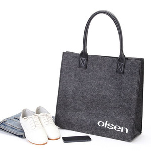 Borsa Shopping in Feltro di <span class=keywords><strong>Lana</strong></span> Grigia, Creativa Borsa a Mano da Donna, Borsa Casual a Spalla, Design Quadrato di Tendenza - Product Image 5