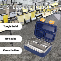 Ensemble de boîtes à lunch en acier inoxydable, étanches, sans BPA, boîte à lunch bento pour enfants avec cuillère et fourchette, logo personnalisé