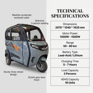 Véhicule électrique compact 3 places personnalisé en usine, 60V, à faible vitesse, à trois roues, avec guidon, <span class=keywords><strong>pour</strong></span> personnes âgées - Product Image 3