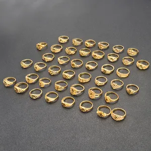 JXX Wholesale 24K Gold Plated Zircon Rings Jewelry Women Beautiful For Women Gold Diamond Wedding Rings