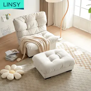 Leisure Armchair Fabric Lounge Chairs Fireside Chair Sofa Chair with Foot Stool